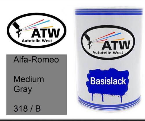 Alfa-Romeo, Medium Gray, 318 / B: 500ml Lackdose, von ATW Autoteile West.